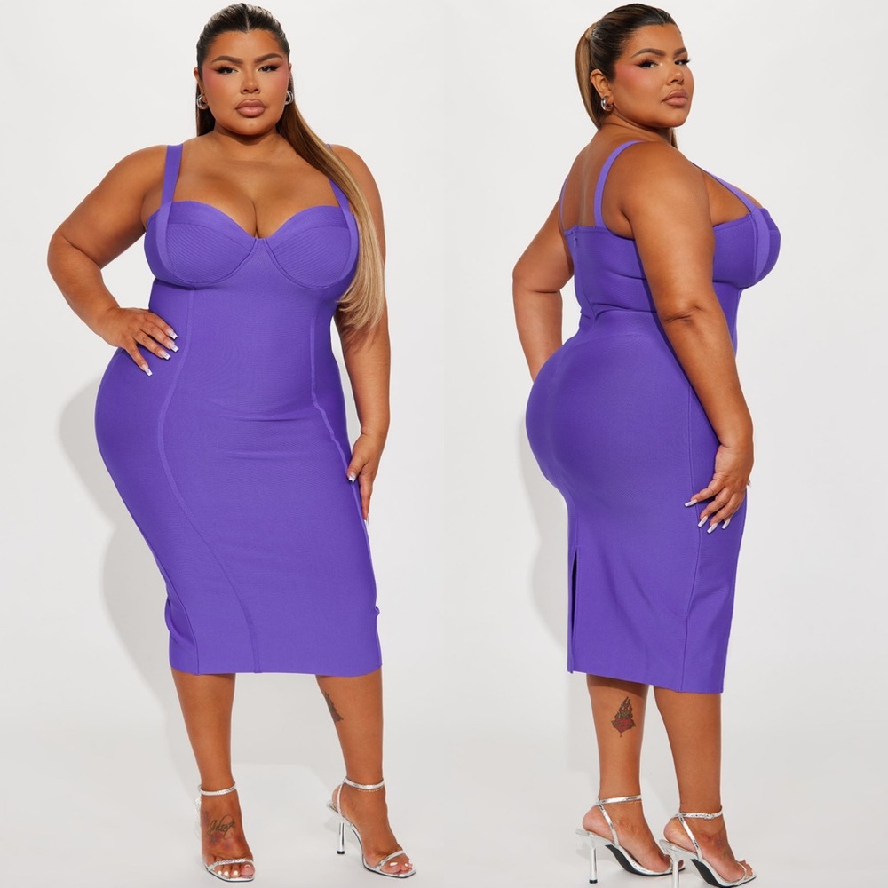 honey bandage midi dress [purple].